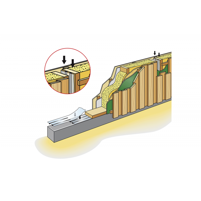 Bande d'Arase, bande d'étanchéité résistante à la déchirure pour protéger contre la moisissure pour ossature bois - 25cm x 50m - 3
