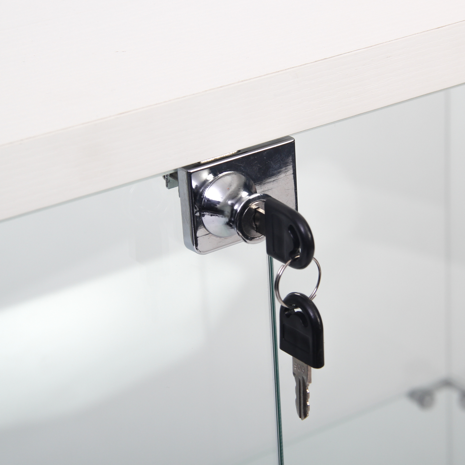 Vitrine à vin,meuble d'exposition,vitrine de salon,avec quatre étagères en verre,huit portes,verrouillable,blanc - 4