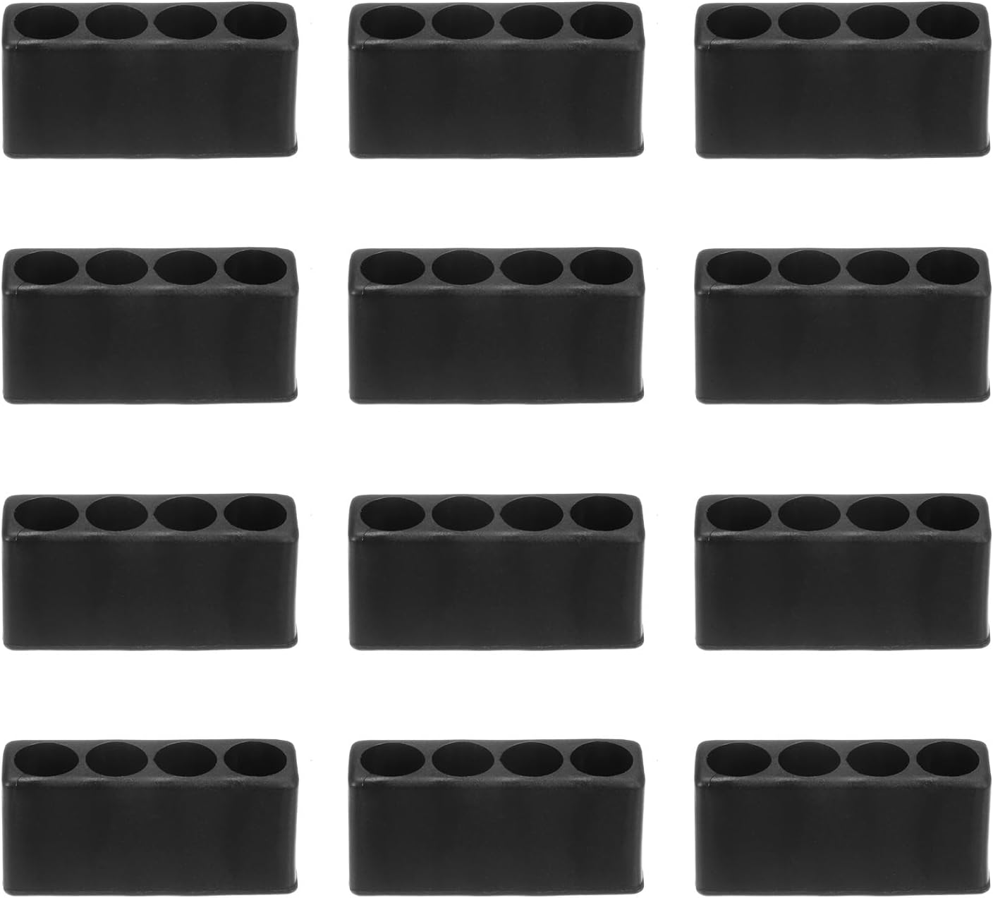 Organizer na 12 plastikowych końcówek wkrętakowych imbusowych, plastikowy organizer na wiertła z 4 otworami 6,35 mm (1/4 cala), czarny