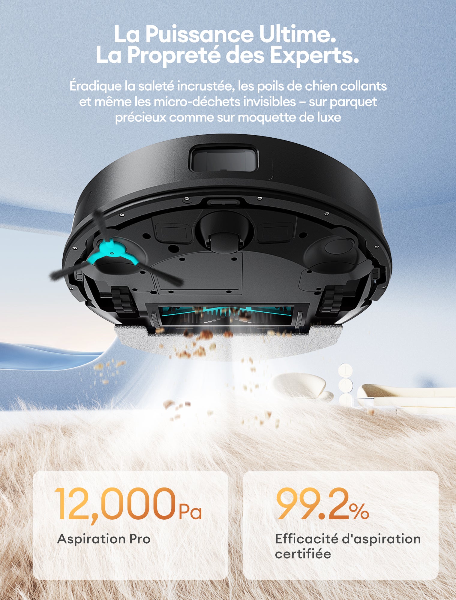 Aspirateur Robot Laveur TP20 Pro, 12KPa, 3.5L, 6 Modes de Nettoyage, Navigation LDS, Station Auto-Vidage,180min, Navigation LDS, Noir - 2