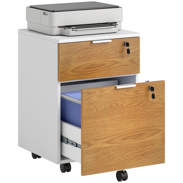 Vinsetto Caisson de bureau rangement bureau sur roulettes 2 tiroirs