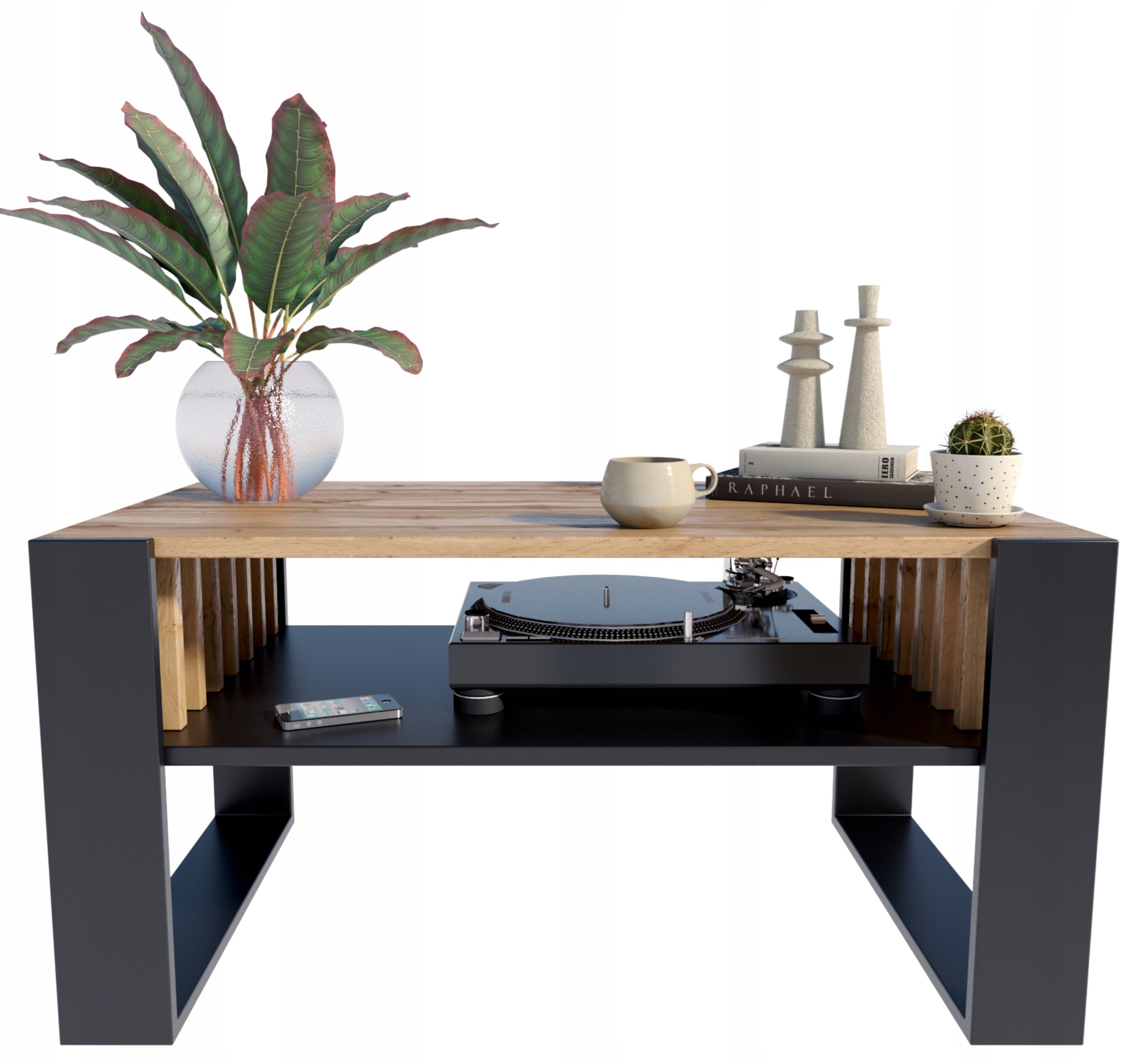 Ława stolik kawowy IGA wotan-czarny z lamelami loft retro rustykalny PER - 2