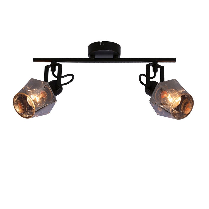Lampa sufitowa wisząca Randi czarna-dymiona 2xE14x15W wym: 22 x 9 cm szkło Candellux