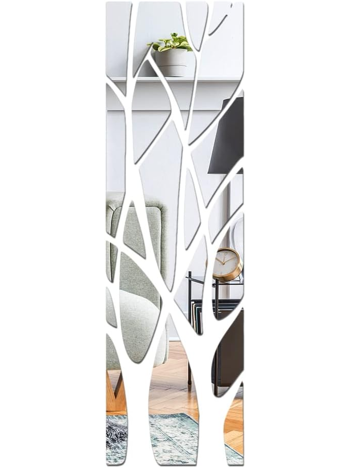 Miroir mural 3D en forme de branche d'arbre, idéal pour décorer un fond de télévision, un canapé, une chambre, etc. - 100 x 28 cm - 6