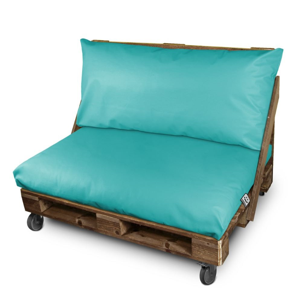 Cojín para palets polipiel exterior turquesa funda respaldo esquina 65x45x25 sin relleno