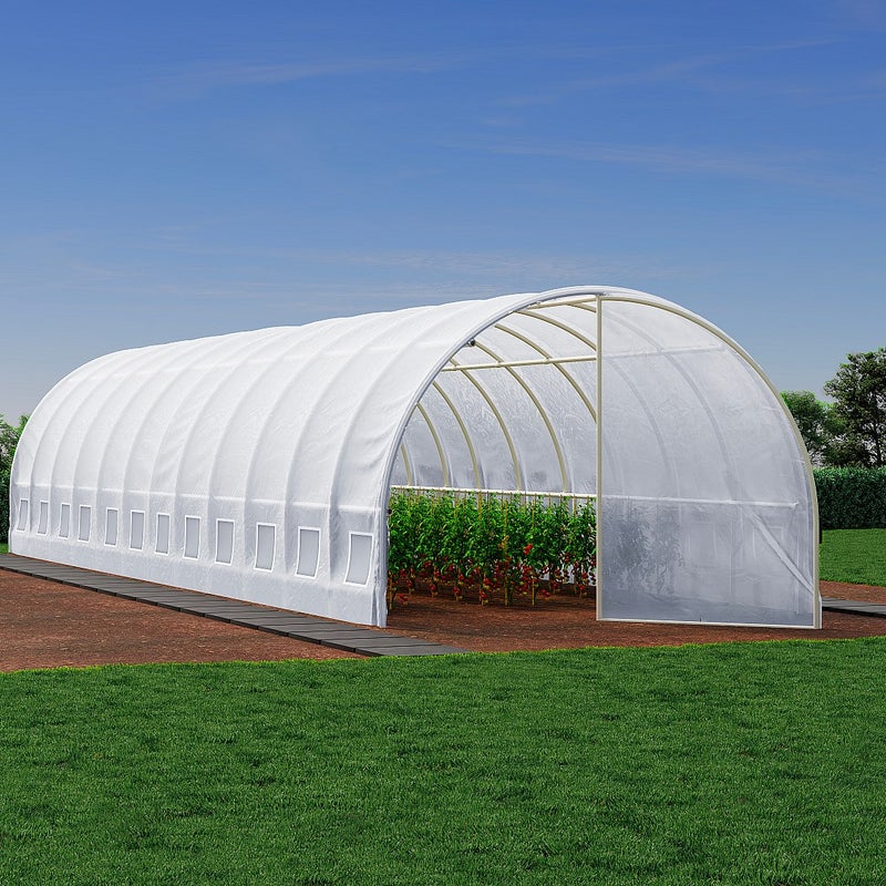 Pokrycie foliowe do szklarni tunelowej z drzwiami 36 m² - szer. 300 x dł. 1200 x wys. 200 cm - Biały - ALOCASIA