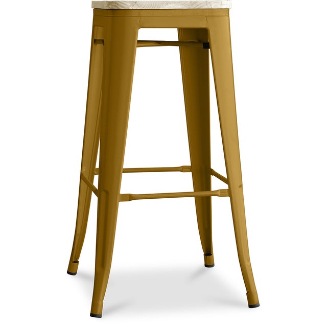 Chaise De Bar Maxon Jaune Ocre - H92,5 Cm - Hêtre & Métal - Style Cosy Scandi Atmosphera