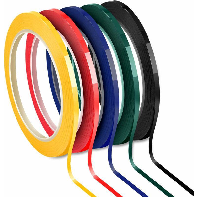 Rotoli di nastro adesivo per marcatura a griglia da 3 mm, nastro adesivo per marcatura su lavagna bianca, 5 colori assortiti, 66 m per rotolo - 2