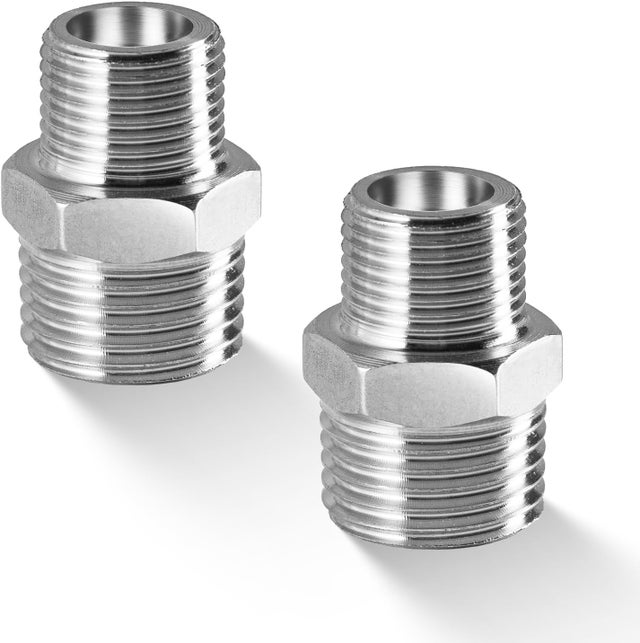 Conector de manguera de ducha (paquete de 2) y adaptador de manguera de ducha de acero inoxidable