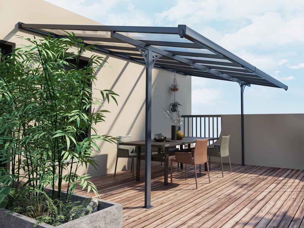 Pergola przyścienna z aluminium 13,2 m² ALVARO - kolor antracytowy