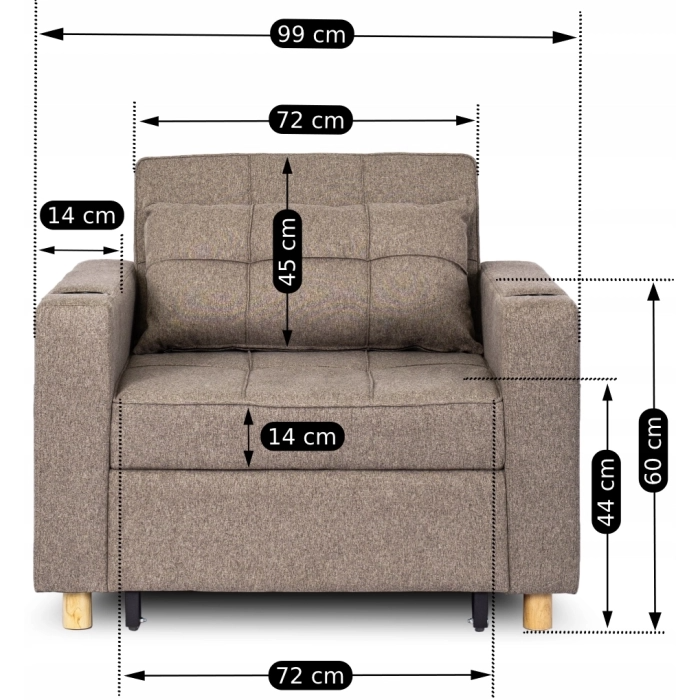 Amerykanka Fotel Rozkładany Do Spania Do Salonu Beżowy Wypoczynkowy SOLOR - 9
