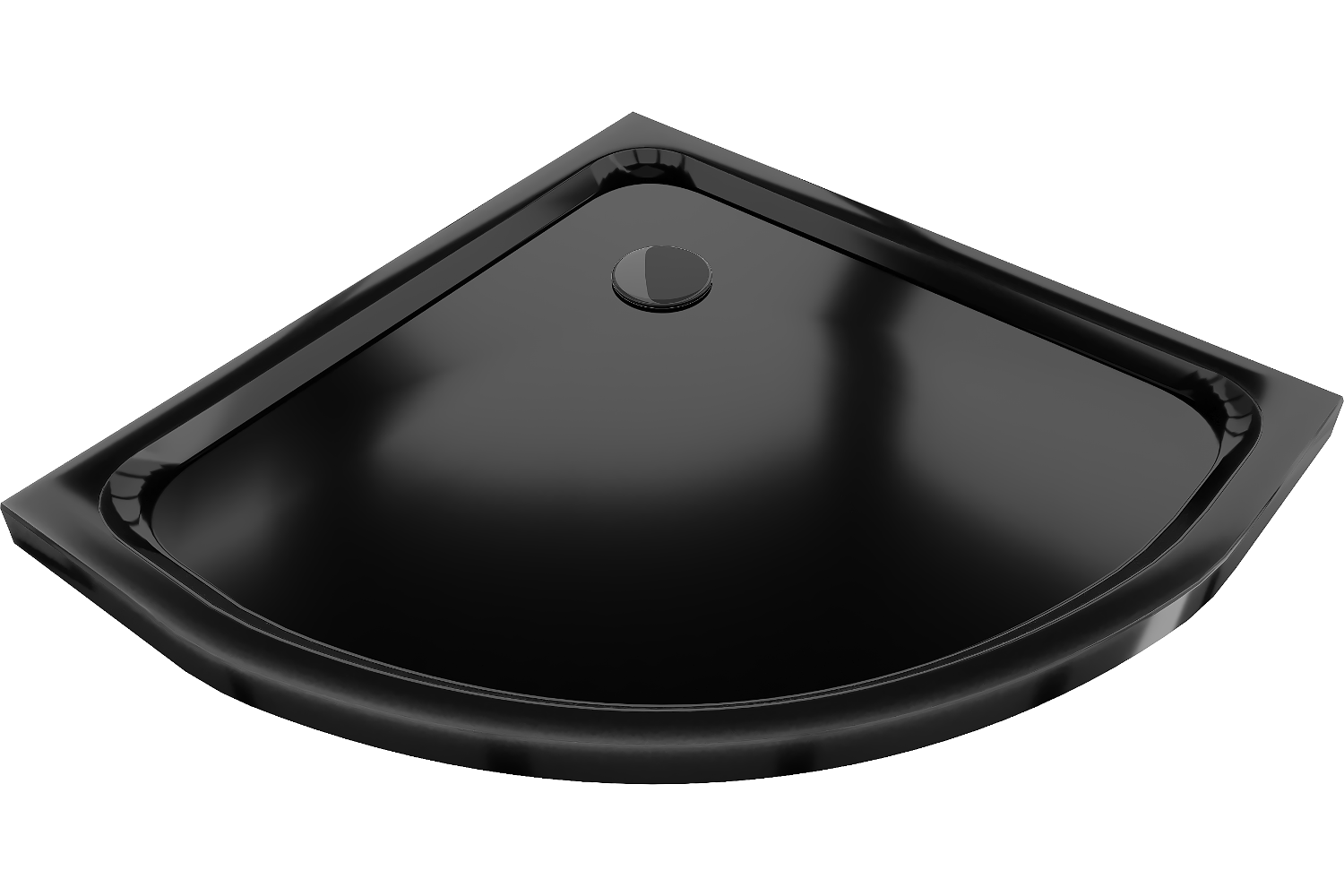 Mexen Flat brodzik półokrągły slim 100 x 100 cm, czarny, syfon czarny - 41701010B
