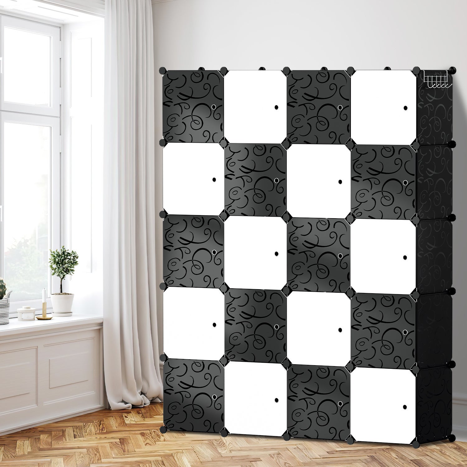 Szafa sypialniana – system regałów – 175 x 140 x 35 cm – zrób to sam z szafką na drzwiach (20 kostek)