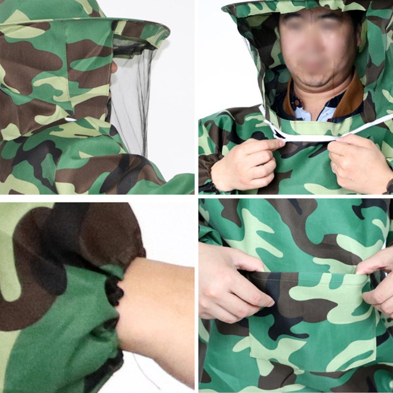 Fato de apicultura com casaco, chapéu e véu, fecho de correr, mangas de proteção, vestuário de apicultura para homem e mulher. - 4
