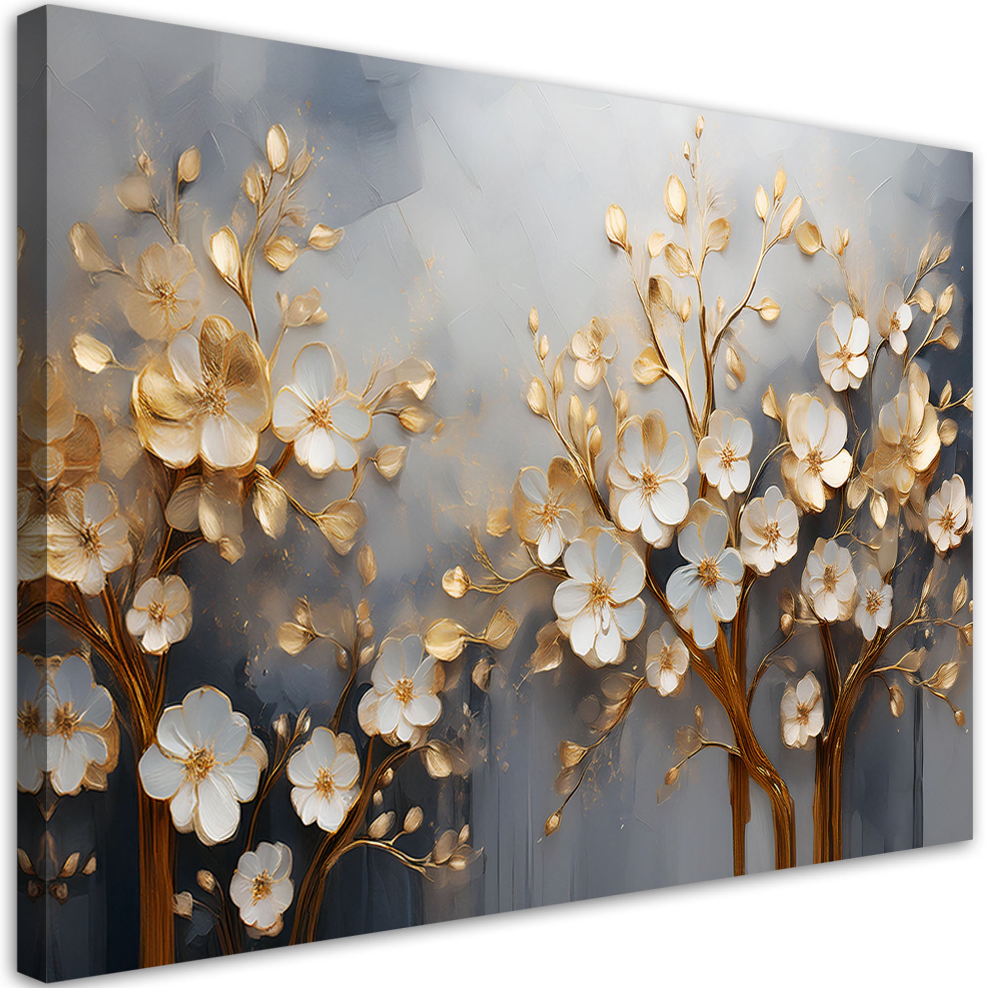 Obraz na płótnie, Drzewo Magnolia Abstrakcja Złoty 100x70