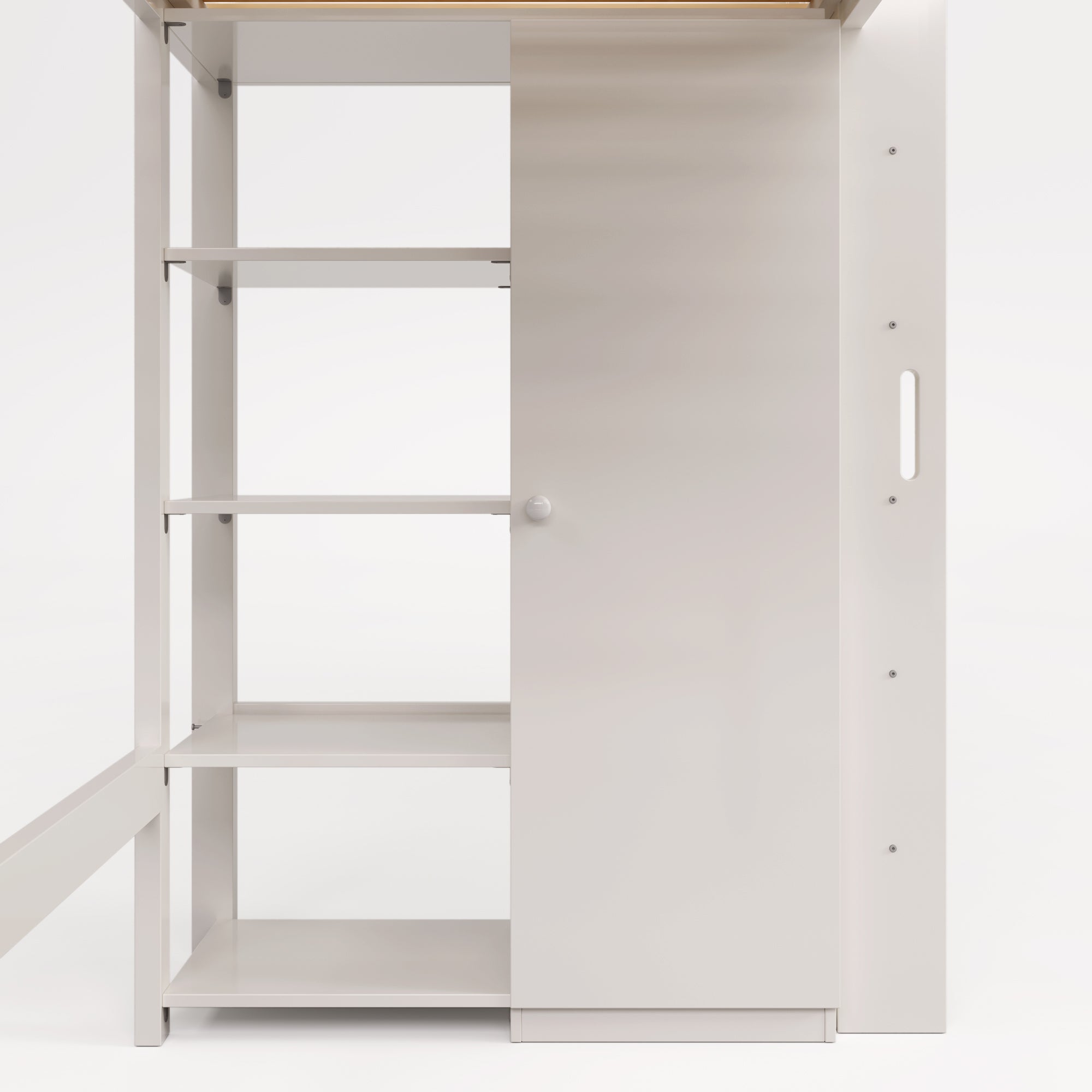 Lit mezzanine 90x200cm en bois - avec une armoire et étagères - Blanc - 7