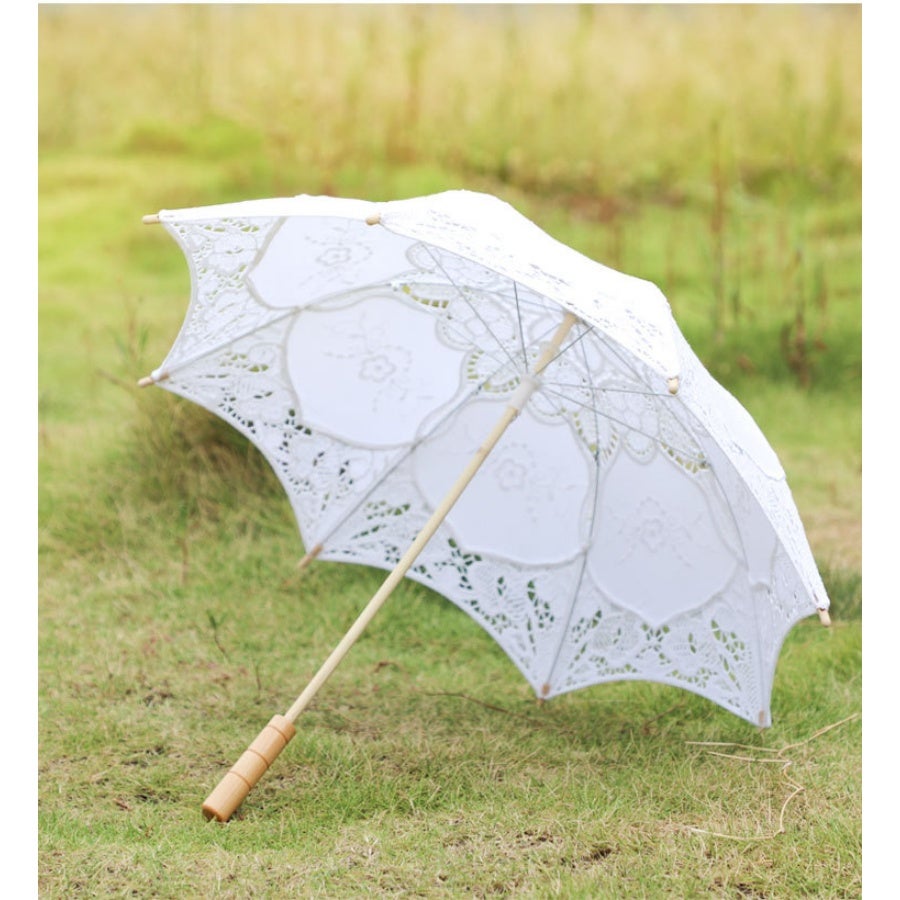 Ombrelle de mariage en dentelle, mini parasol pour mariée. Accessoire idéal pour fête, danse et séance photo.Blanc - 7
