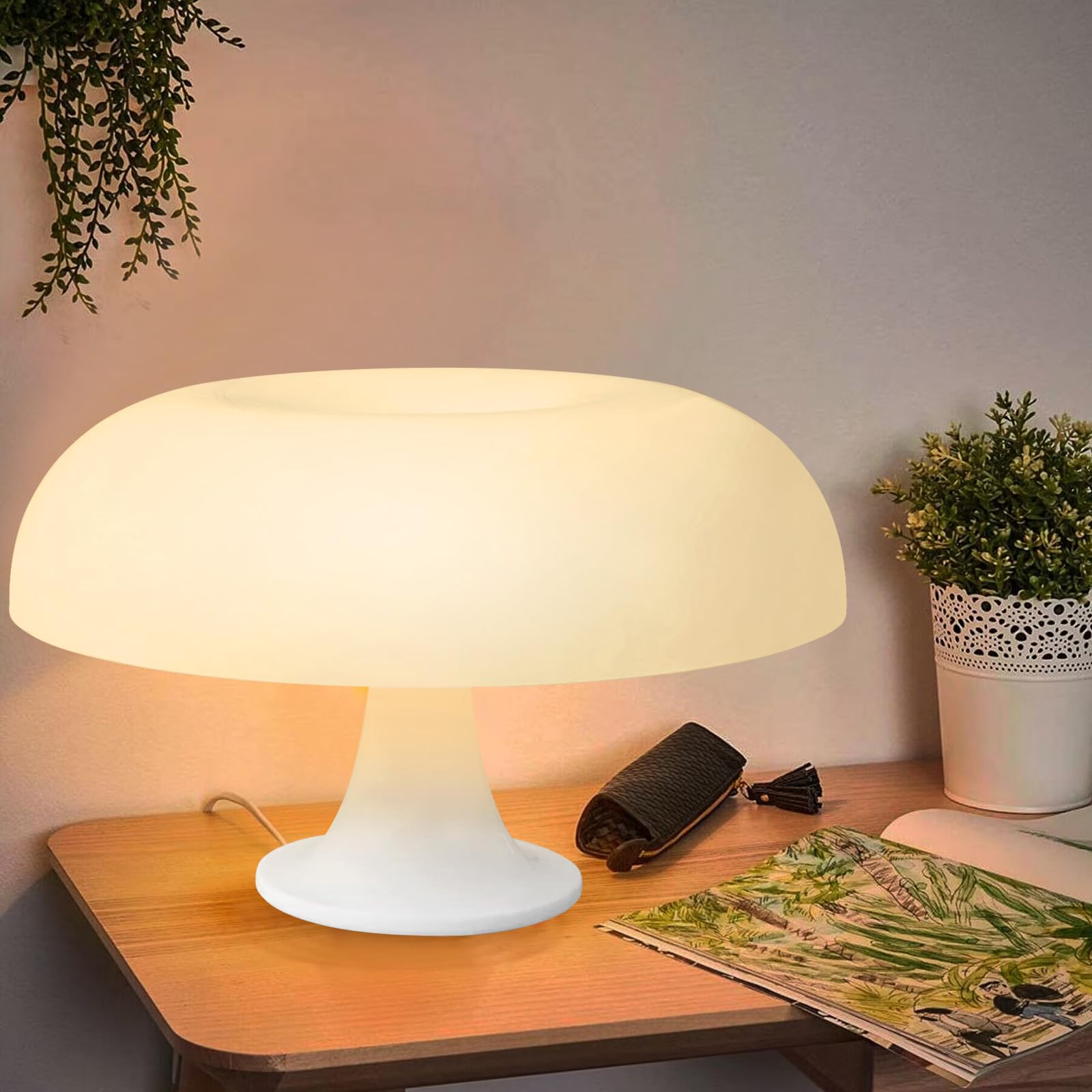 Lampe de table LED en forme de champignon, lampe de chevet pour chambre, bel éclairage moderne (Blanc-USB) - 2