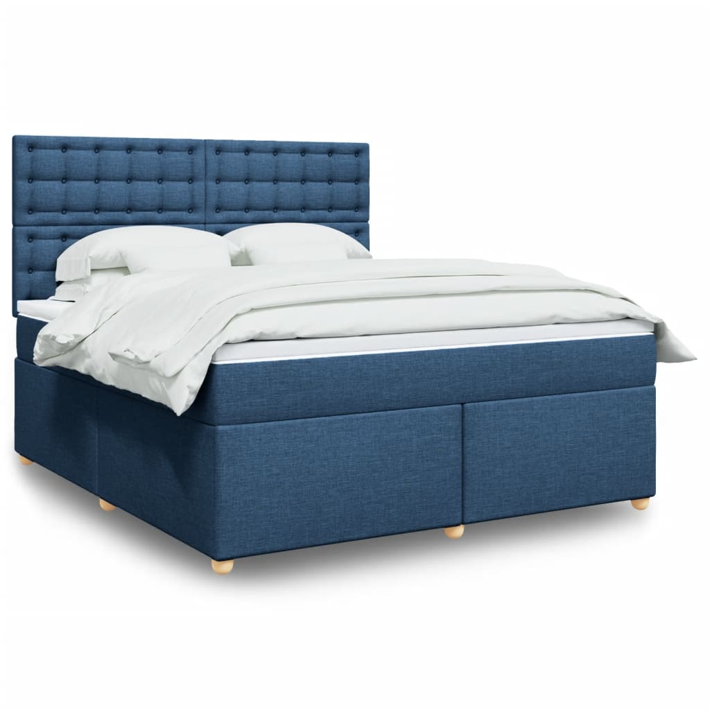 Sommier à lattes de lit avec matelas Bleu 180x200 cm Tissu — COMFORTXL - 2
