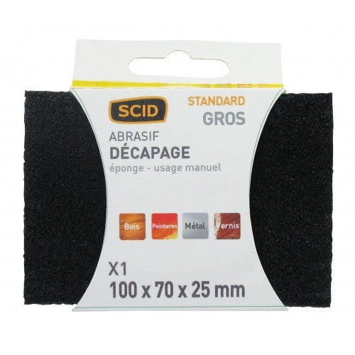 Eponge abrasive 4 faces 100 x 70 x 25 mm grain gros SCID