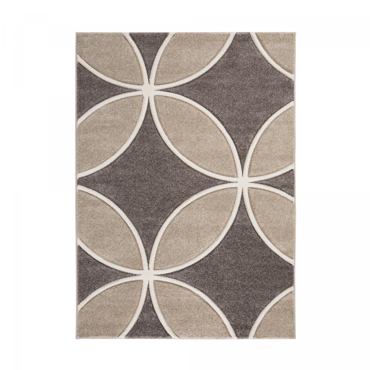 Tapis retro motif à fleurs taupe 80x150 cm