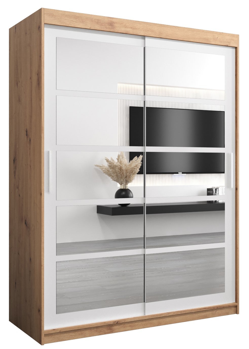 Szafa przesuwna garderoba ROMA 2 150 x 62 x 200 cm Artisan + Biały - Abiks Meble