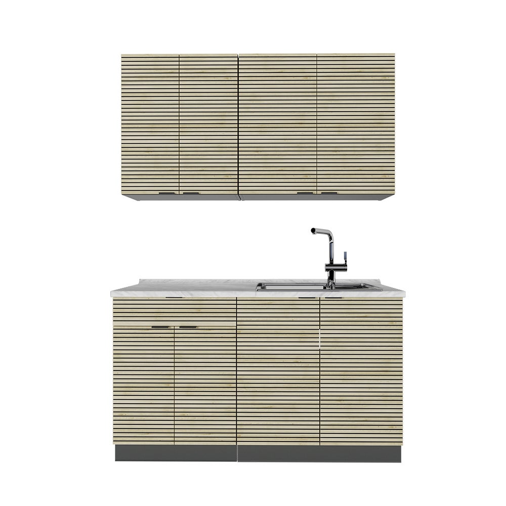Vicco Pojedyncza kuchnia Fame-Line, Panel dębowy/antracyt, 140 cm , BP Marmur