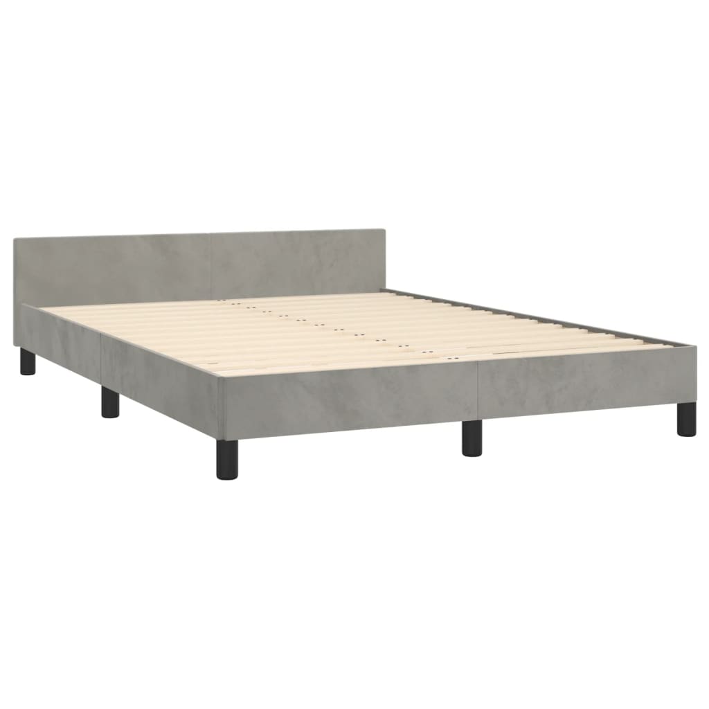 Cadre de lit sans matelas en velours gris clair pour la chambre, 140 × 200 cm - 5
