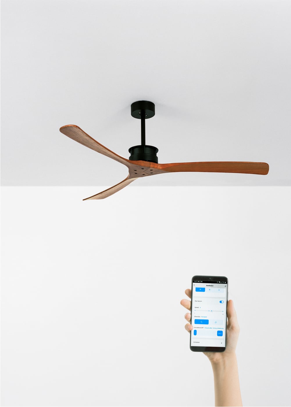 CREATE - WIND LARGE L - Ventilateur de plafond 40W silencieux Ø152 cm 100% bois sans eclaraige avec wifi - 2