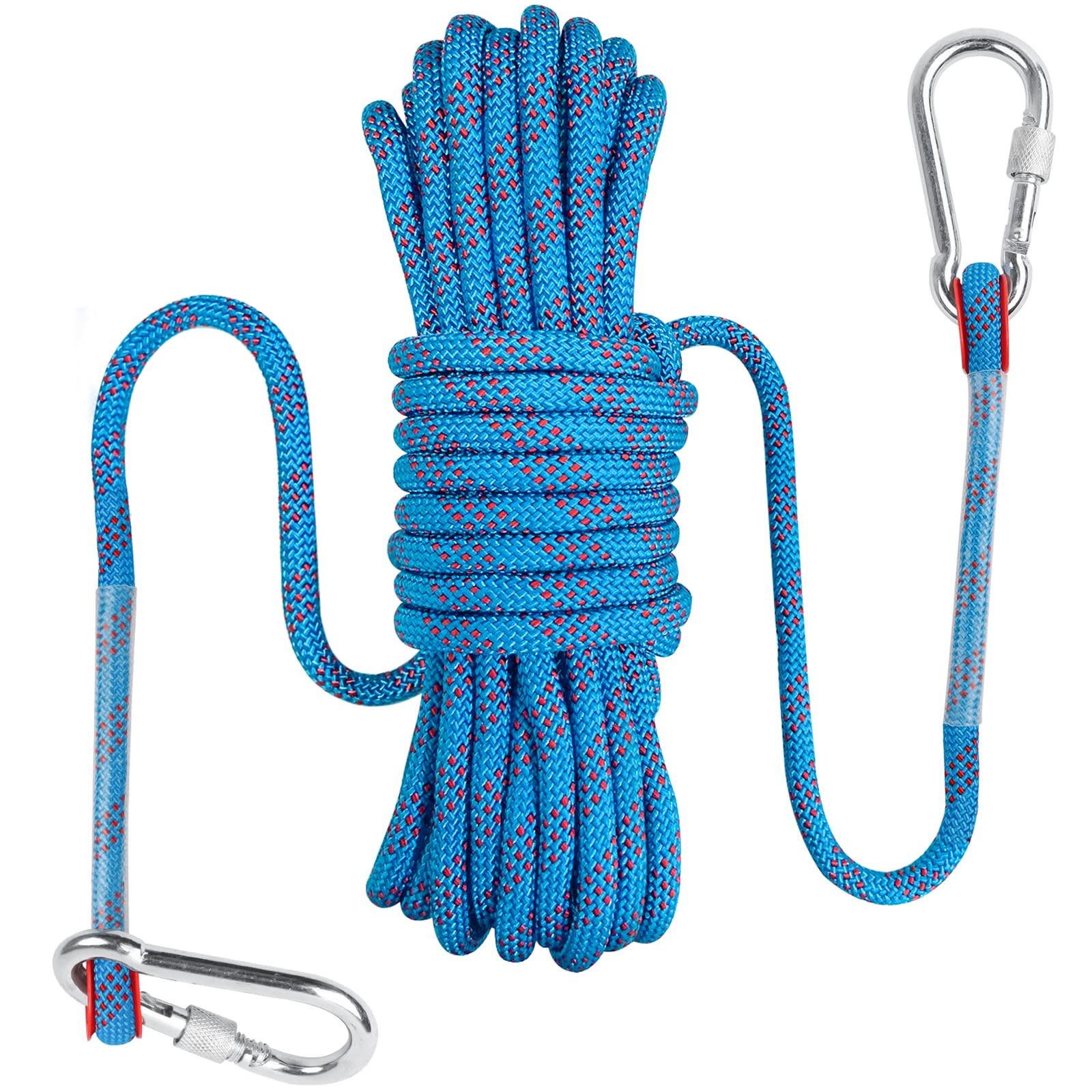 Corde De Sécurité En Nylon 9 Mm – Résistance 1500 Kg, 10 M, Avec 2 Mousquetons – Multiusage
