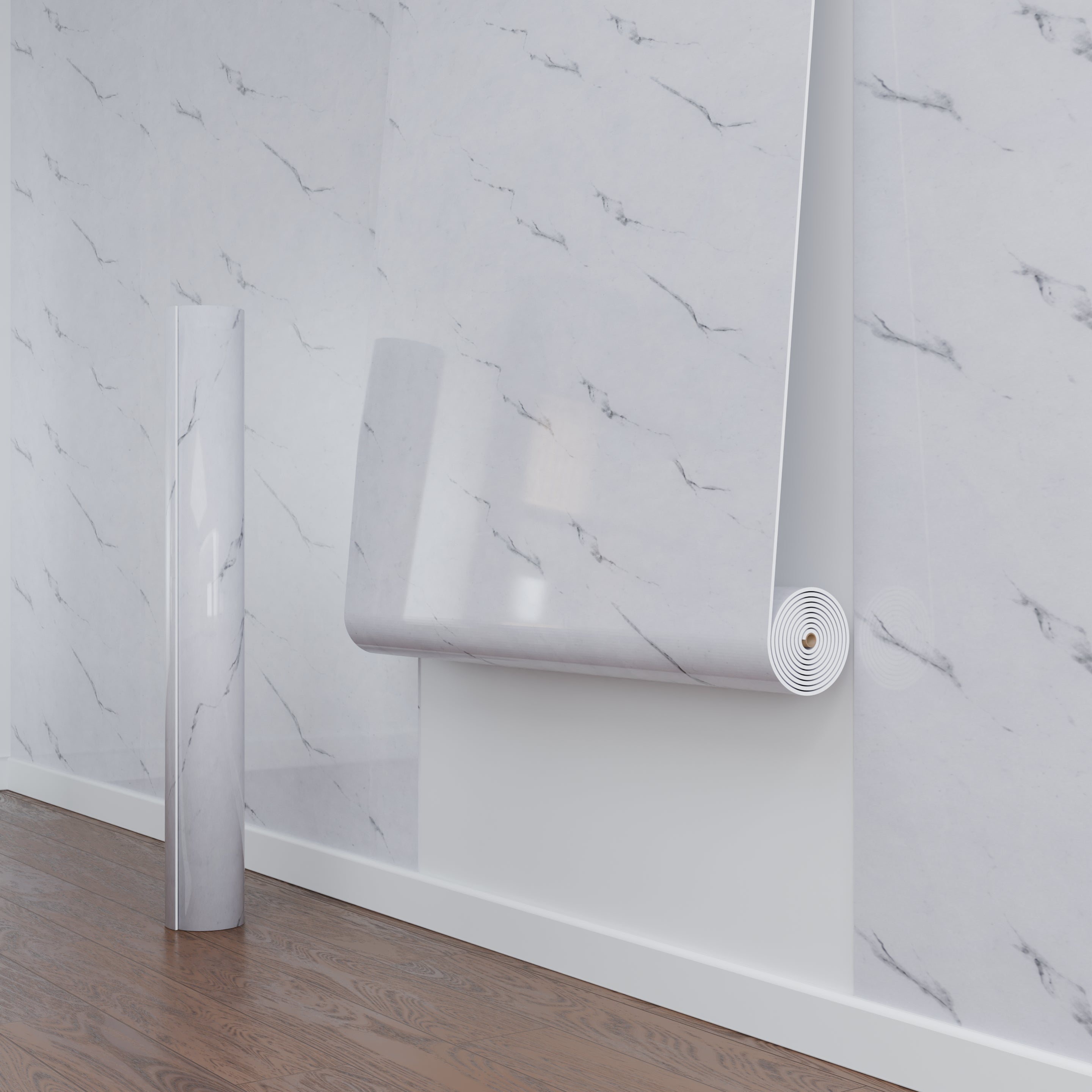 Panneau Mural – Blanc Gris- Effet Marbre – 250x120x0.3CM - 2