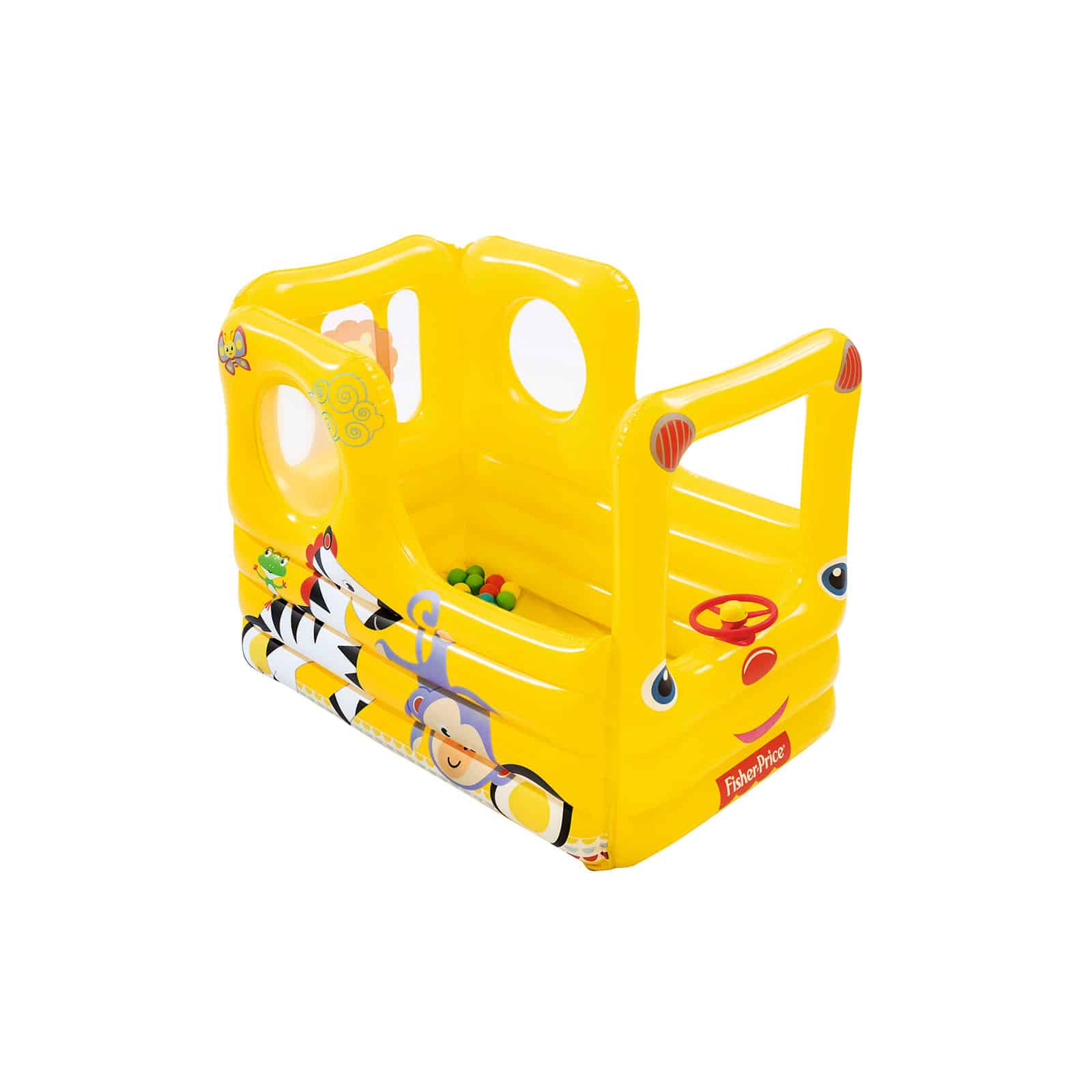Piscina De Bolas Inflable De Autobús Escolar CoComelon | Juguete Para Niños De 18 Meses + | Incluye 20 Bolas De Colores | Medidas 63x65x100 Cm | Ideal Para Juego Seguro En Interiores