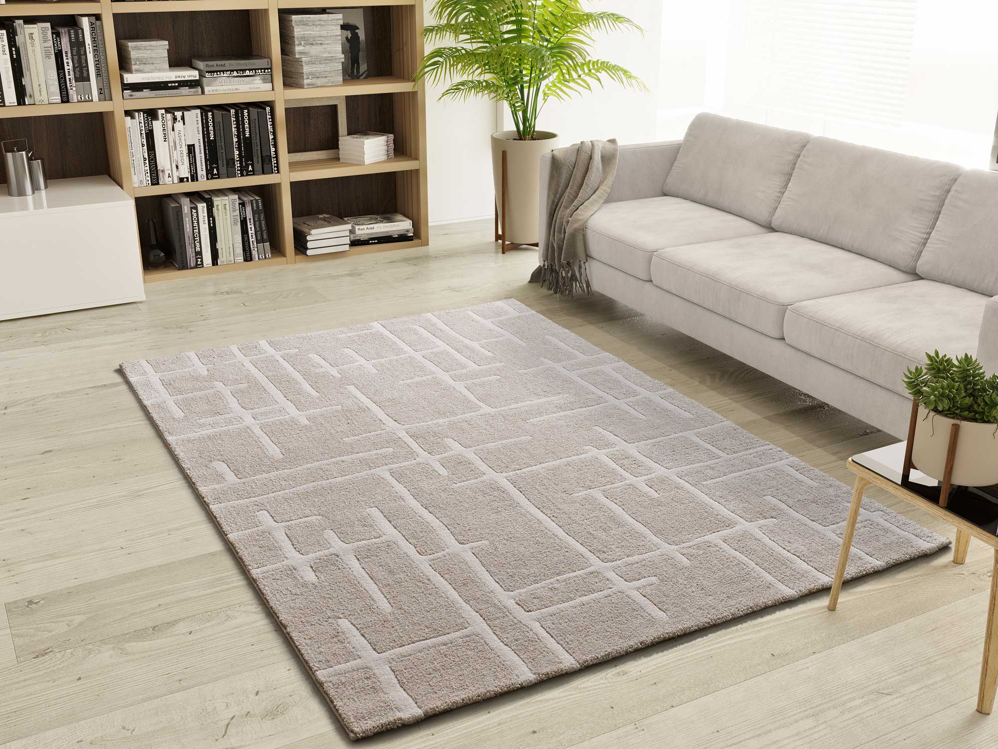 Alfombra interior beige rectangular 80 x 150 cm caledonia escandinavo - atticgo