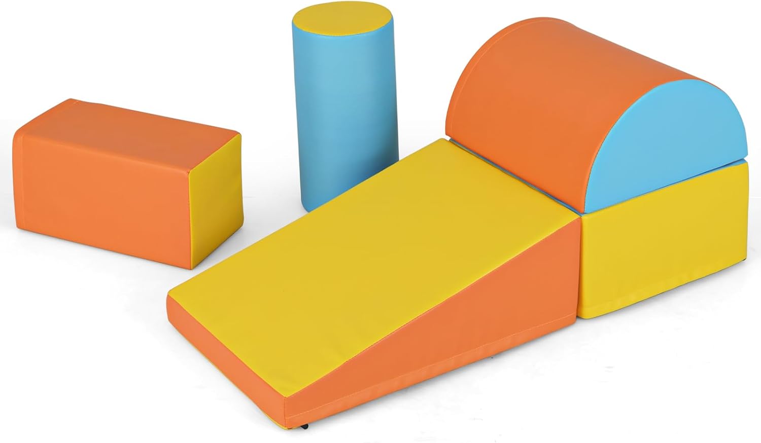 5 Szt. Tor Przeszkód dla Niemowląt, Moduł Motoryczny z Pianki PU z Wypełnieniem EPE dla Dzieci w Wieku Przedszkolnym (Żółty + Pomarańczowy)