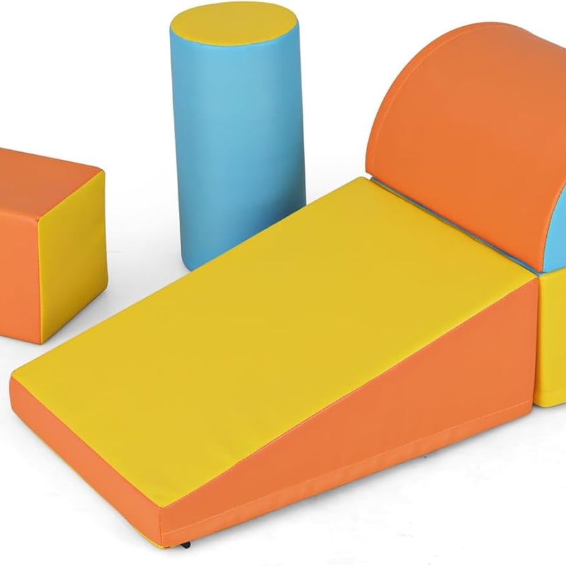5 Szt. Tor Przeszkód dla Niemowląt, Moduł Motoryczny z Pianki PU z Wypełnieniem EPE dla Dzieci w Wieku Przedszkolnym (Żółty + Pomarańczowy)