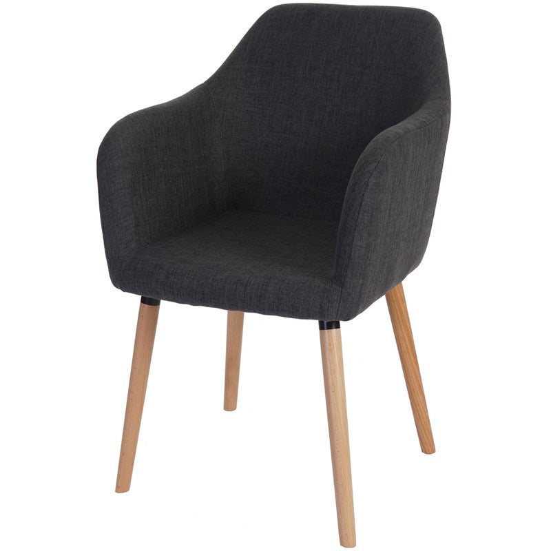 Krzesło do jadalni Malmö T381, krzesło kuchenne, design retro 50s ~ tkanina, szary, jasne nogi