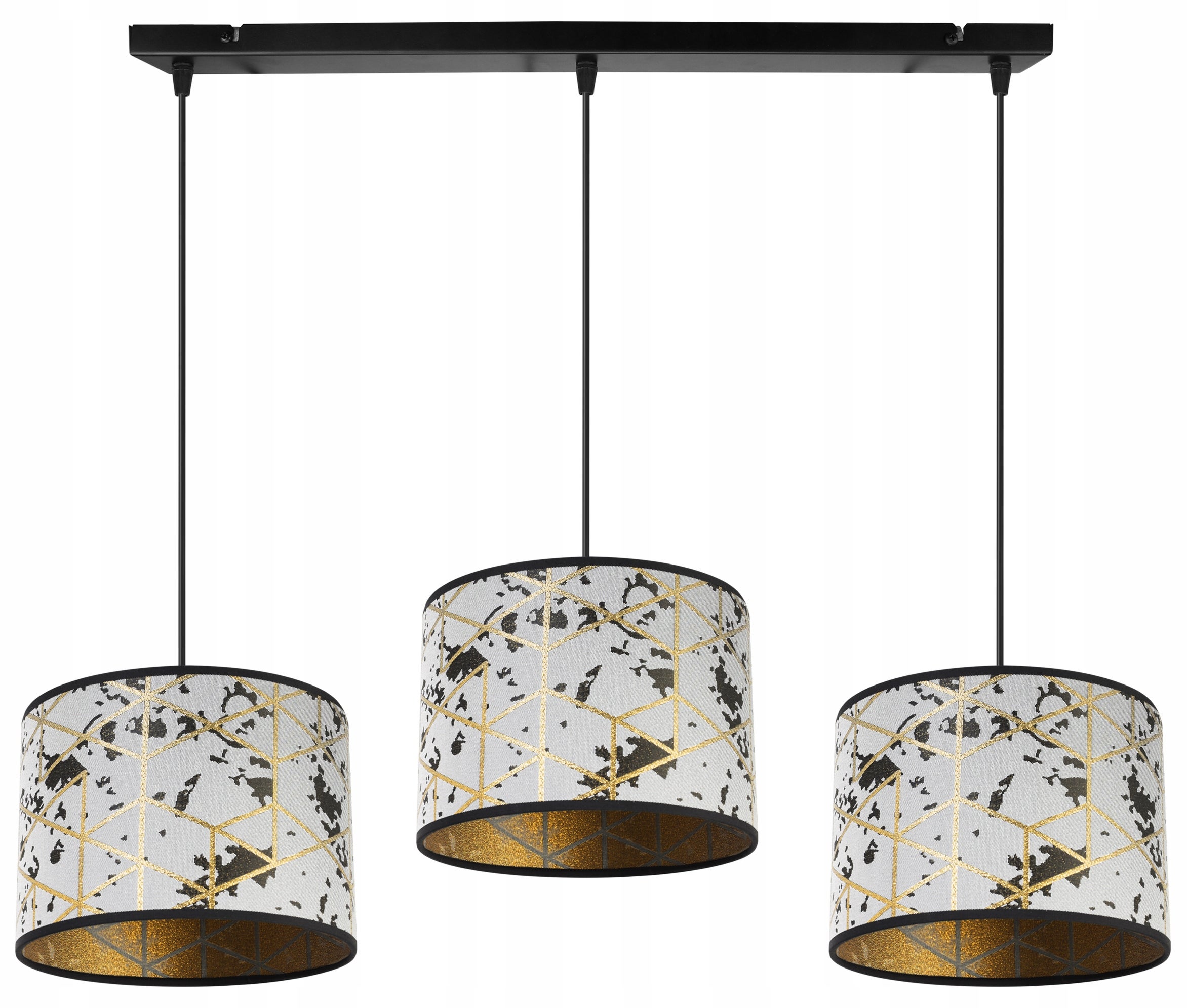 Lampa sufitowa wisząca glam Werona 3xE27 klosz owalny wzorzysty marmur/złoty Light Home LH