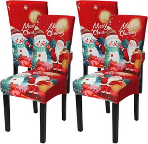 Fundas Para Sillas Navideñas - Pack De 4, 49x60 Cm, Tela De Fieltro | Decoración De Mesa Y Protección Para Sillas