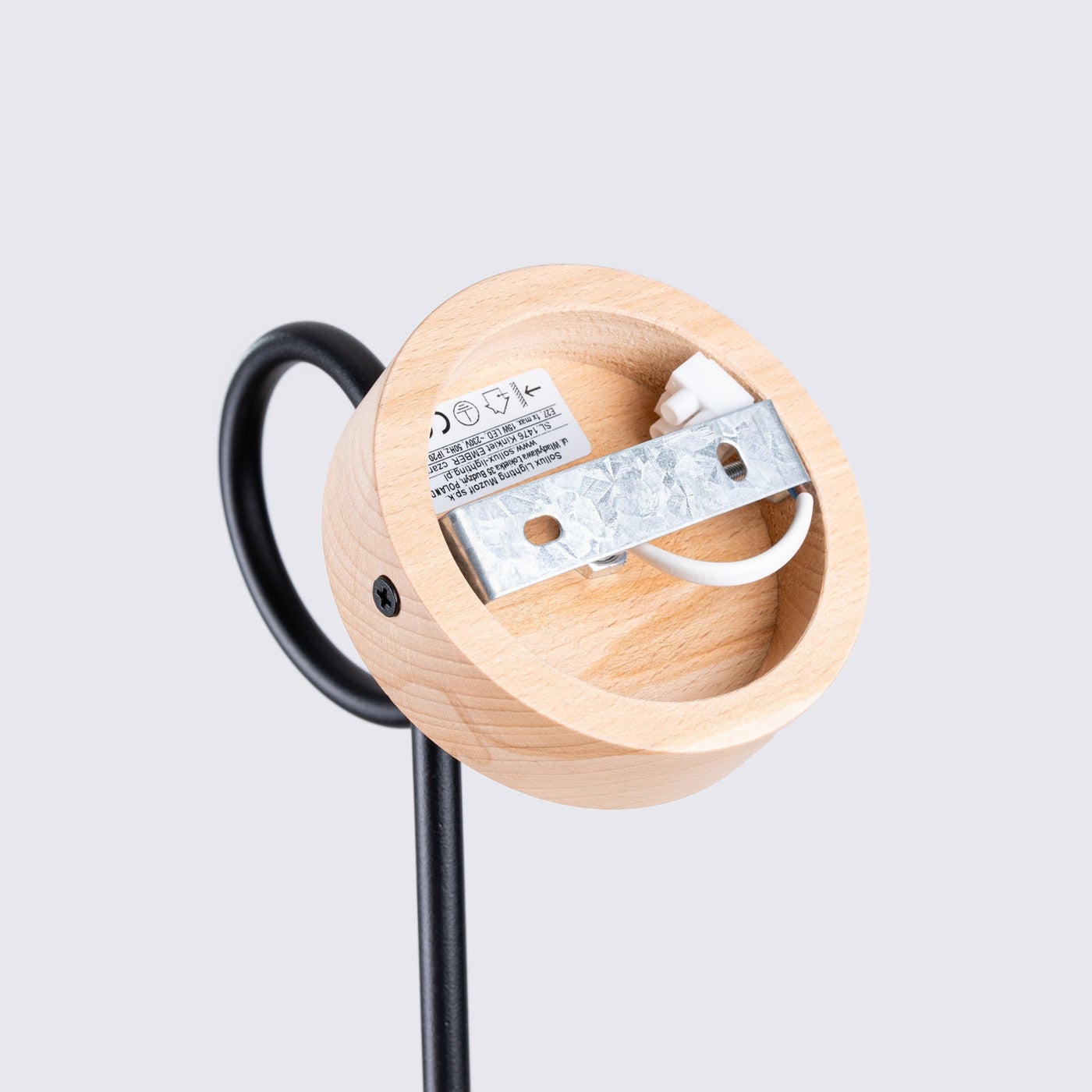 Kinkiet ścienny Ember czarny-naturalne drewno 1xE27x15W wym: 24 x 10 x 19 cm metal IP20 Sollux Lighting - 4