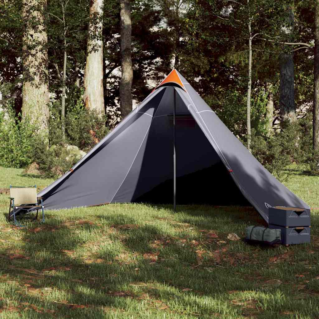 Tente Tipi Familiaux VidaXL – 12 Personnes – Gris Et Orange – Imperméable – Neuf