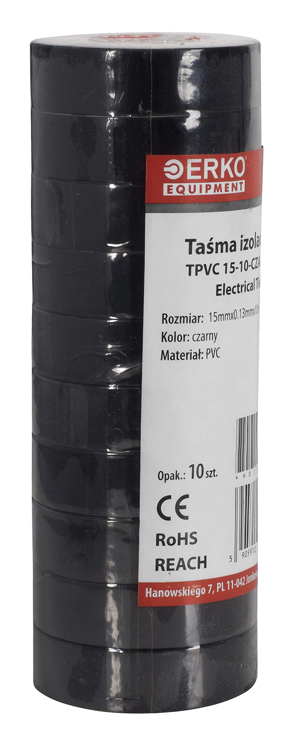 ERKO Nastro Isolante Nero 10 Pezzi 15mm x 10m Nastro Isolante in PVC Flessibile per Elettricità - Alta Adesione, Resistente ai Prodotti Chimici, Impe - 2