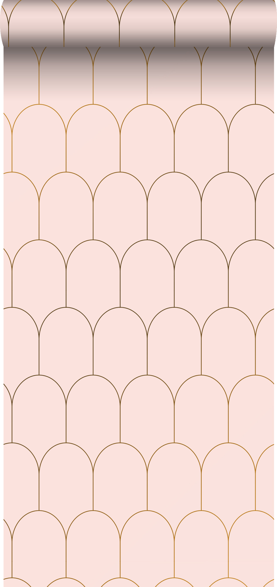 Papel pintado arte deco rosa suave y oro - 0,53 x 10,05 m - estahome