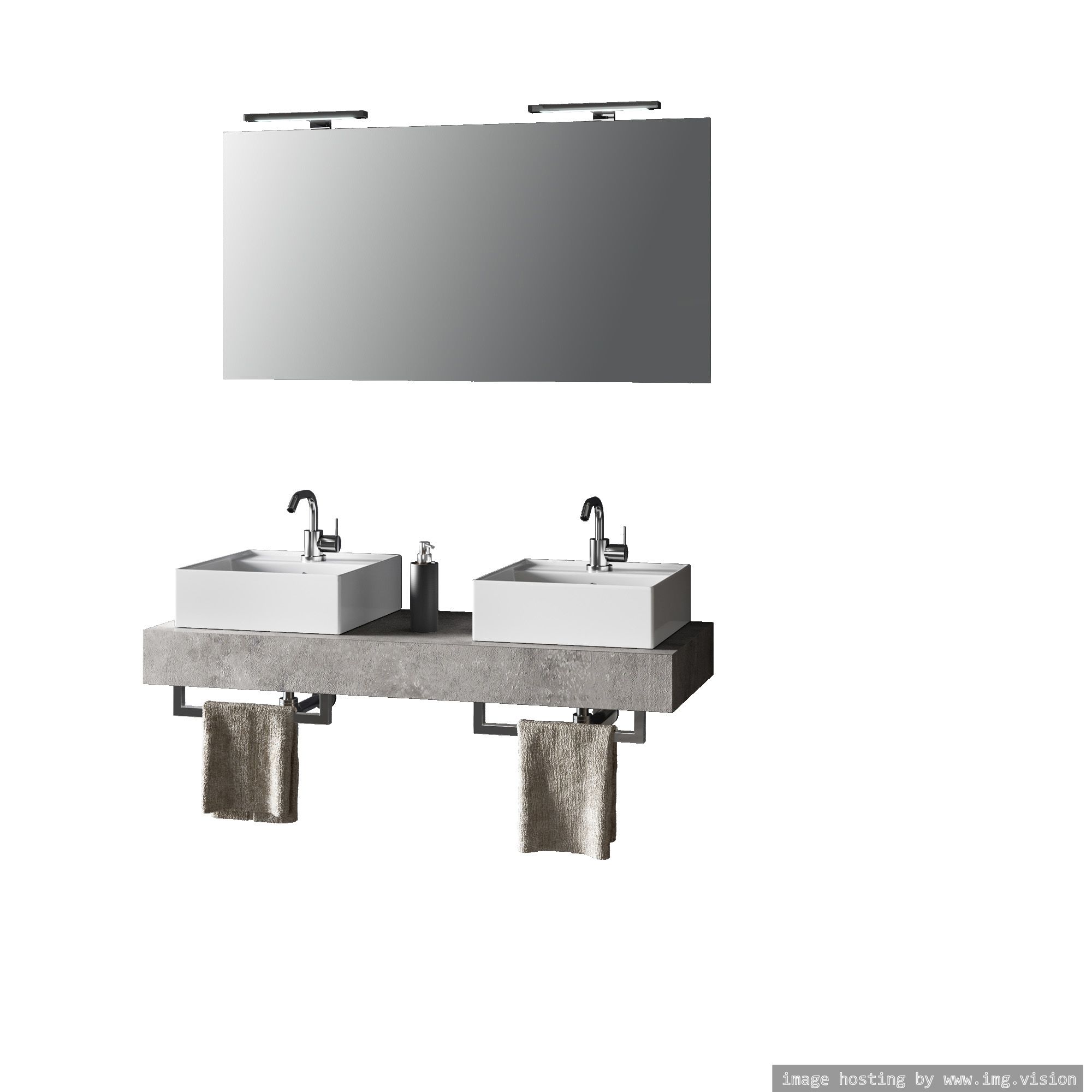 Composición de lavabo doble astra 8 piezas cemento