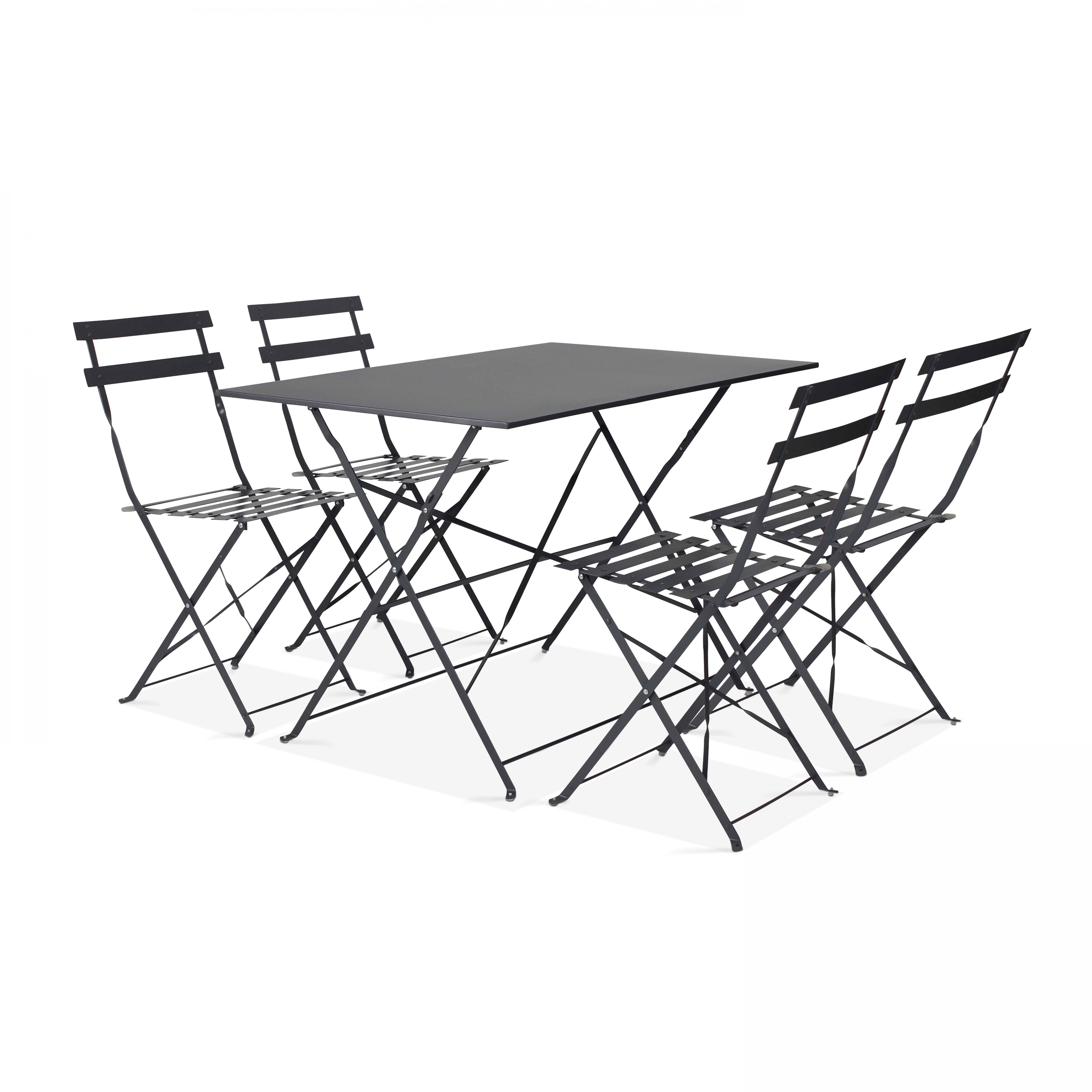 Table à manger de jardin rectangulaire en Acier Anthracite 4 places - 4