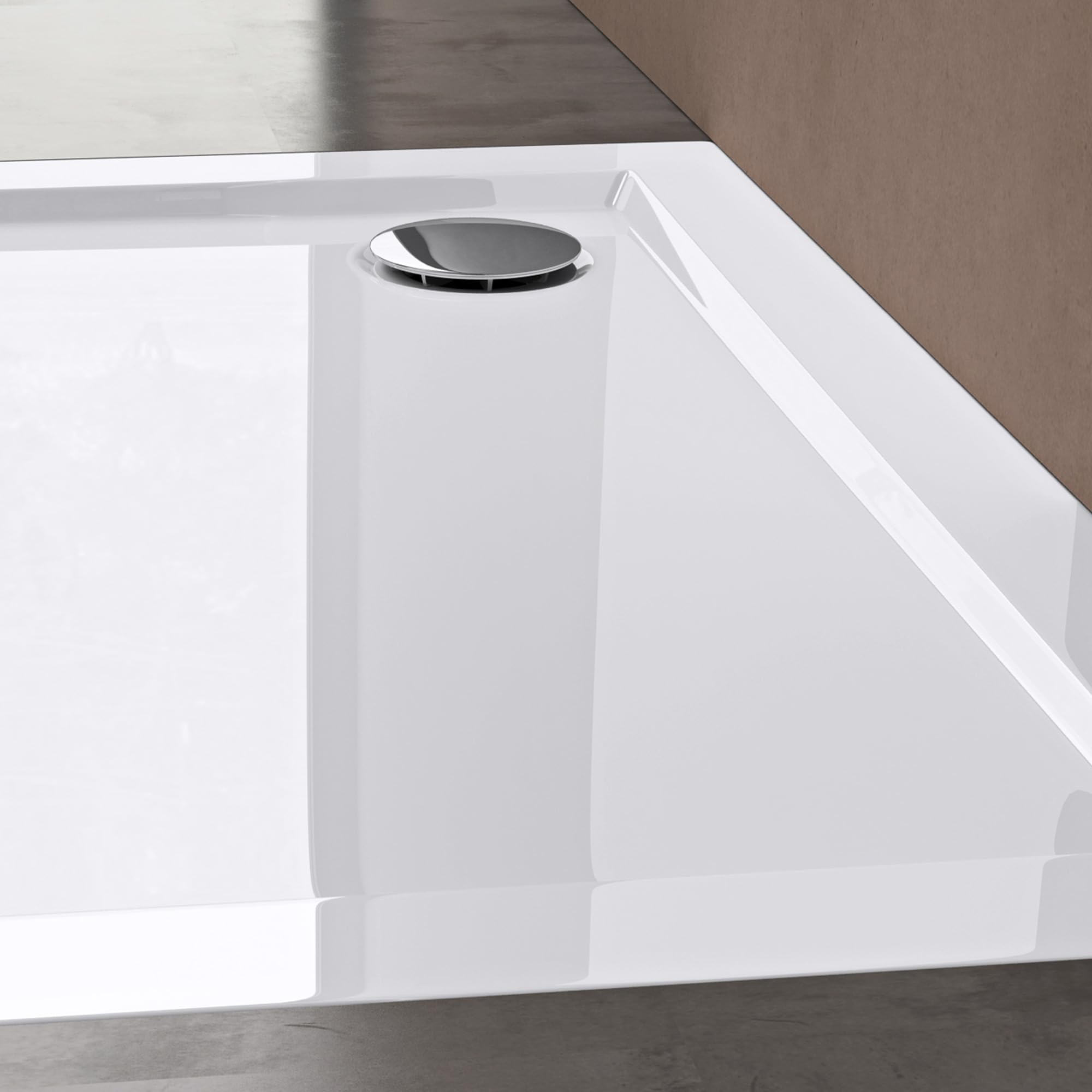 doporro Receveur de Douche Antiglisse Bac à Douche Carré Extraplat Acrylique Blanc Faro01 70x70x4cm - 5