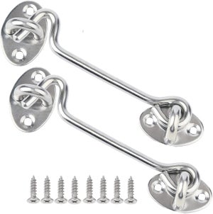 Lot de 4 loquets à crochet et œillet en acier inoxydable de 8 in cm,Crochet de cabine robuste