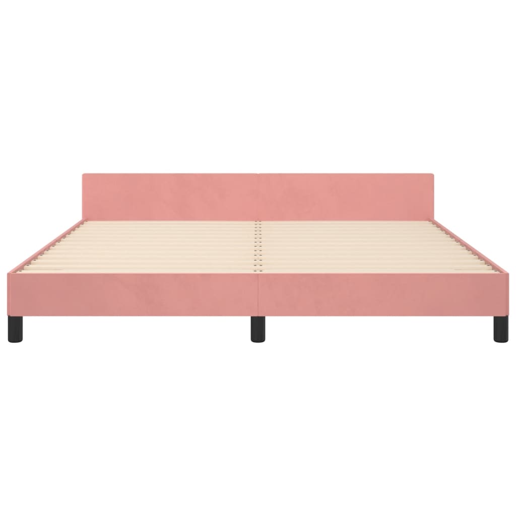 Cadre de lit sans matelas rose velours - 6