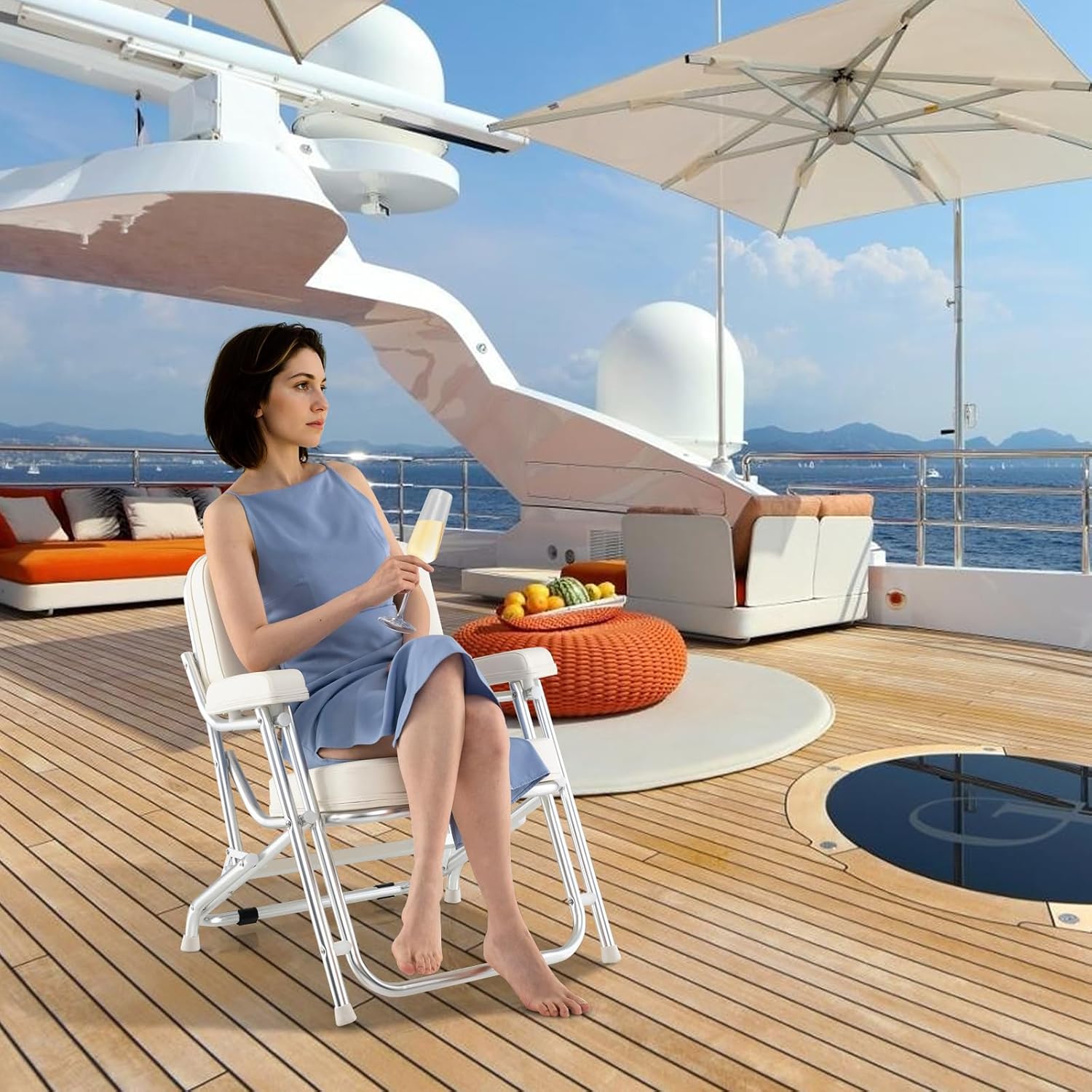 SAWESTO Siège Bateau Pliant Fischermann – Gris Charbon, Assise Et Dossier Rembourrés, Dimensions 51x36x46 Cm, Pour Bateau De Pêche Et Ponton