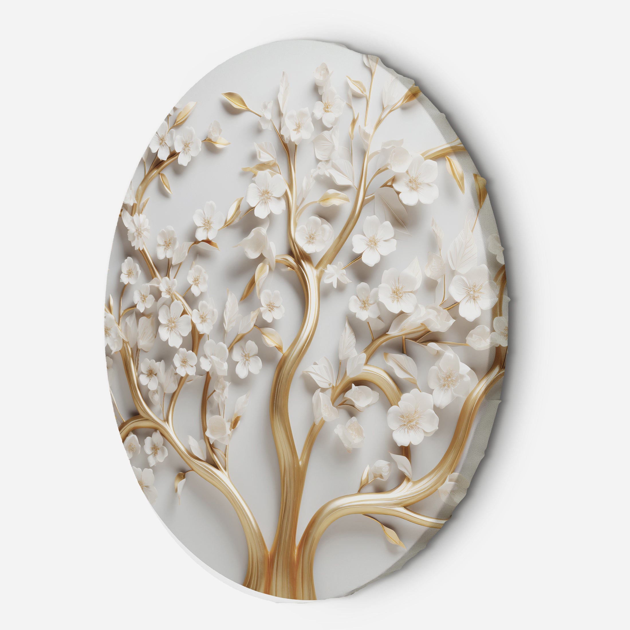Okrągly obraz, Złoty kwiat magnolii glamour 3D 60x60