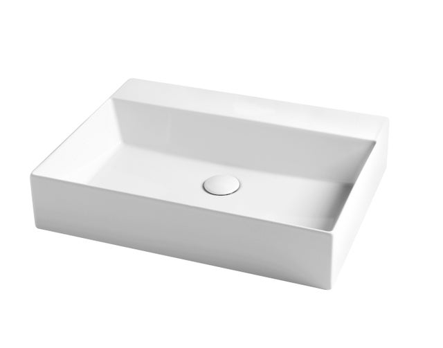 Lavabo Elegance sospeso/appoggio 60x45 senza foro in ceramica bianco lucido di Ceramica Azzurra
